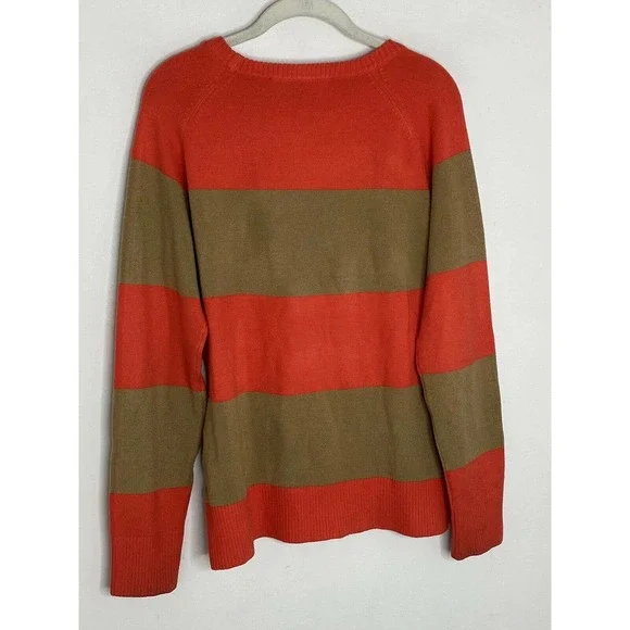 French Connection Striped Orange Beige Knit Soft Sweater Size XL B3 - Picture 5 of 6